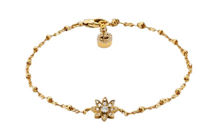 GUCCI Floral Design 18K Gold Bracelet Unisex Couple's Edition - Gold. 581817-J8540-8000 圖 2