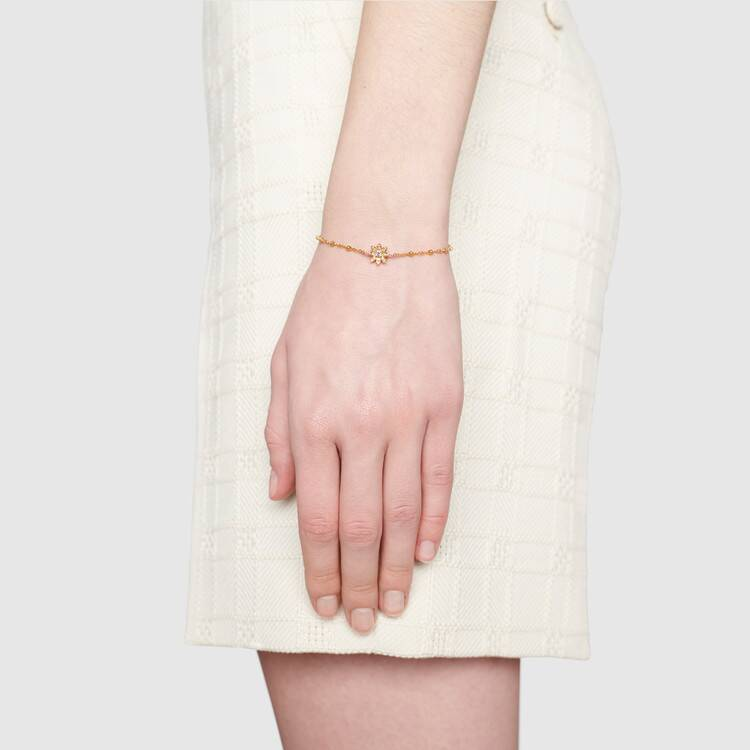 GUCCI Floral Design 18K Gold Bracelet Unisex Couple's Edition - Gold. 581817-J8540-8000 圖 5