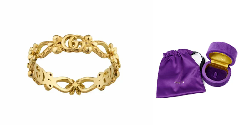 GUCCI 花卉設計18K金鑽石戒指 中性情侶款 - 金色 629827-J8540-8000 Order GUCCI 花卉設計18K金鑽石戒指 中性情侶款 - 金色 629827-J8540-8000