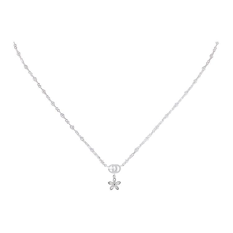 GUCCI Floral Design 18K White Gold Diamond Necklace Jewelry 581842-J8568-9066