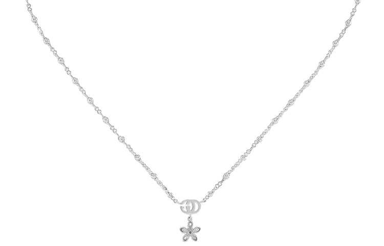 GUCCI Floral Design 18K White Gold Diamond Necklace Jewelry 581842-J8568-9066 圖 2