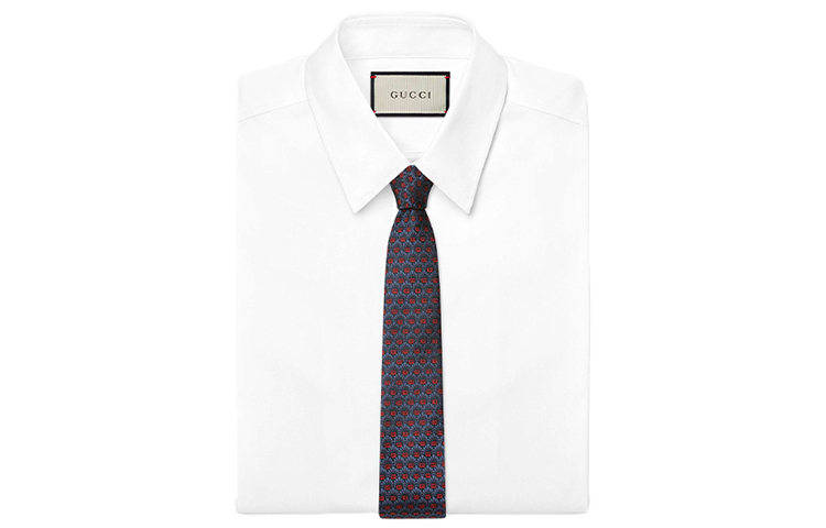 Gucci Floral Jacquard Silk Neck Tie Unisex Midnight Blue 624063-4E002-4069 圖 3