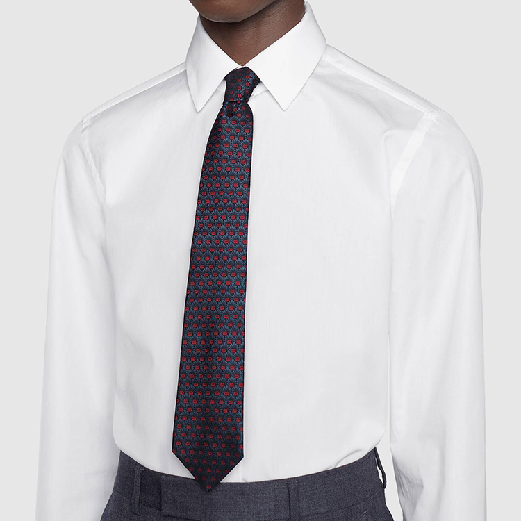 Gucci Floral Jacquard Silk Neck Tie Unisex Midnight Blue 624063-4E002-4069 圖 4