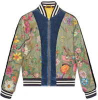 Gucci Floral Print V-Neck Zip Jacket Unisex Green Long Sleeve 475034-XR852-3813 Gucci Floral Print V-Neck Zip Jacket Unisex Green Long Sleeve 475034-XR852-3813
