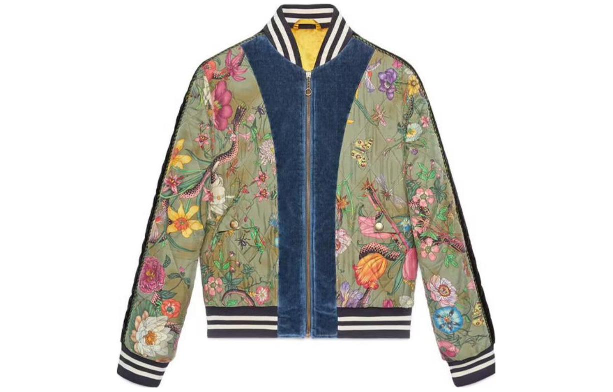 Gucci Floral Print V-Neck Zip Jacket Unisex Green Long Sleeve 475034-XR852-3813 圖 2