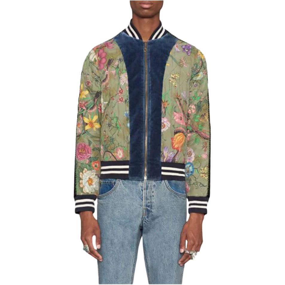 Gucci Floral Print V-Neck Zip Jacket Unisex Green Long Sleeve 475034-XR852-3813 圖 3