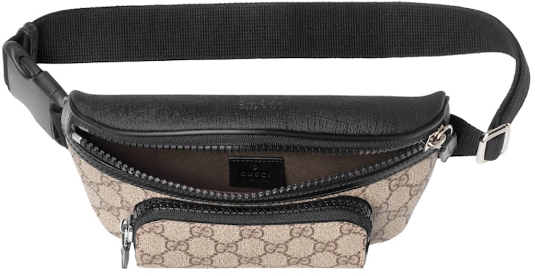 Gucci Front Pocket Belt Bag GG Supreme Small Black/Beige Lookbook Gucci Front Pocket Belt Bag GG Supreme Small Black/Beige