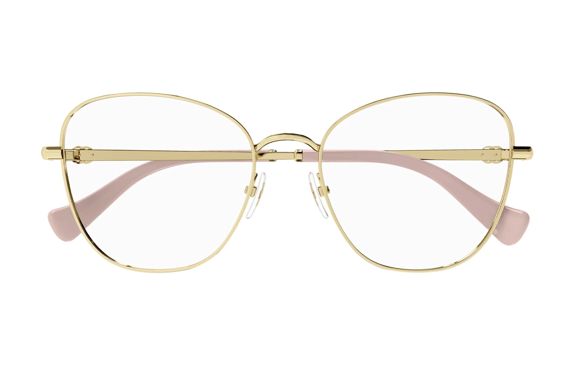 Lookbook Kacamata Optik Pria GUCCI Full Frame Emas Metalik Model Tidak Beraturan. GG1418O 003