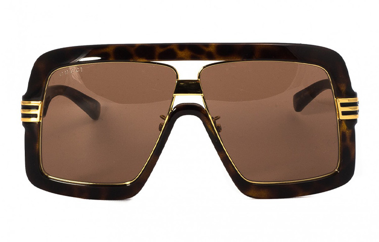 GUCCI Full Rim Square Sunglasses Havana Frame Brown Gold Lens Men 60mm GG0900S-002 圖 2