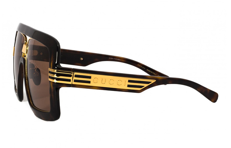 GUCCI Full Rim Square Sunglasses Havana Frame Brown Gold Lens Men 60mm GG0900S-002 圖 4