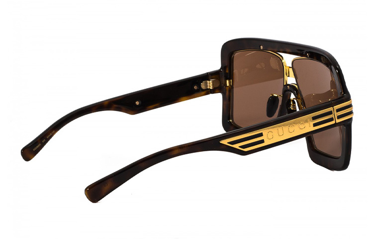 GUCCI Full Rim Square Sunglasses Havana Frame Brown Gold Lens Men 60mm GG0900S-002 圖 5