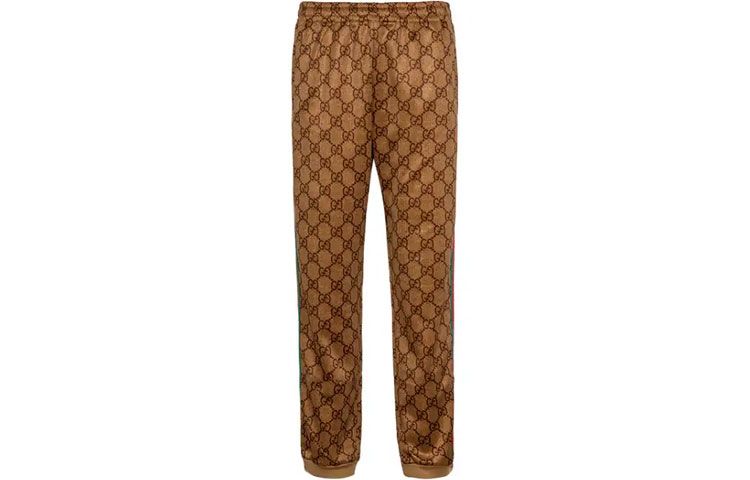 Gucci FW18 Brown GG Monogram Knit Track Pants 523489-X9V35-2035