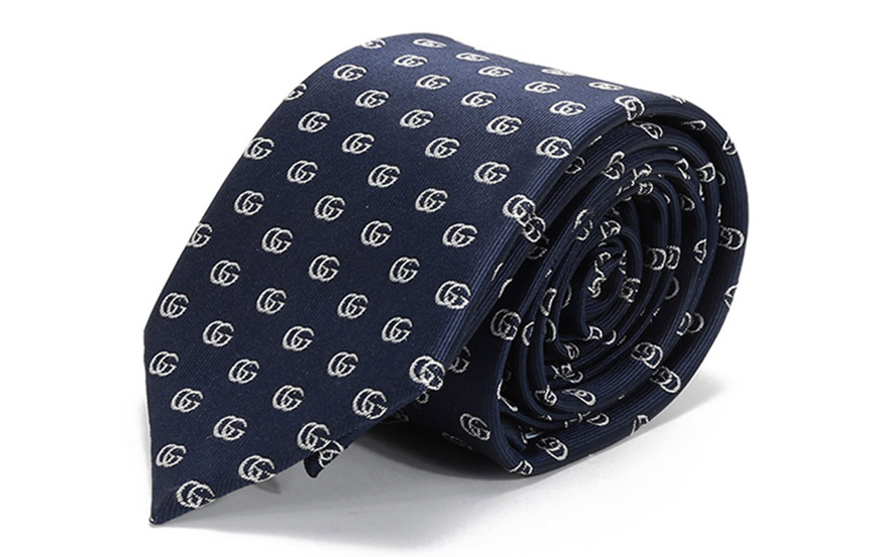 Order GUCCI FW20 Double G Pattern Silk Tie Blue Accessories 444421-4E002-4178