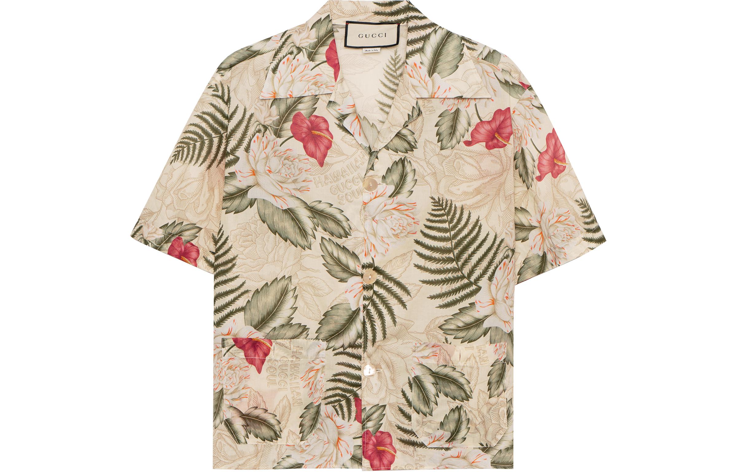 Gucci FW20 Floral Print Long Sleeve Shirt Ivory White 609040-ZAEMP-9142