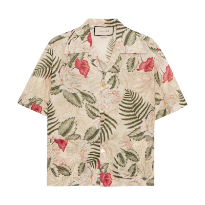 Gucci FW20 Floral Print Long Sleeve Shirt Ivory White 609040-ZAEMP-9142