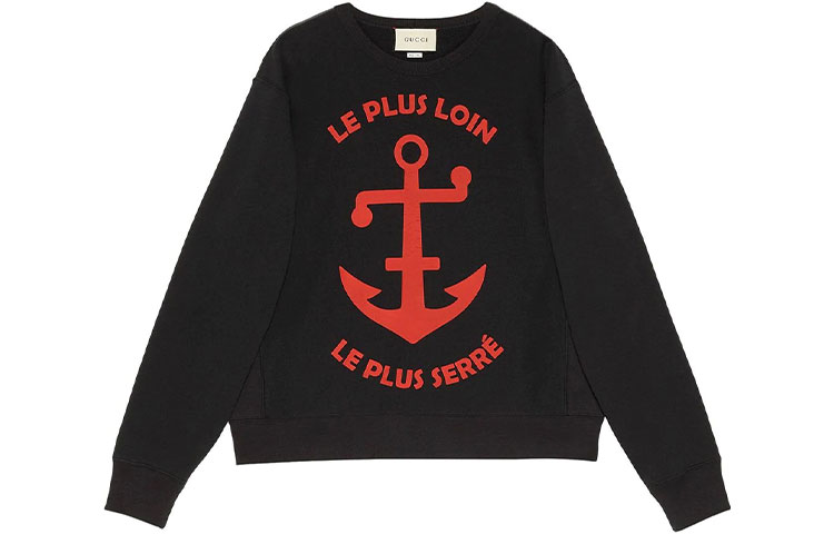 Gucci FW21 Anchor Print Oversized Pullover Sweatshirt Black () 563972-XJB26-1030