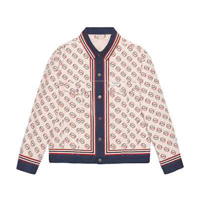 Gucci FW21 Beige Logo Printed Twill Jacket Menswear 548722-XDAQZ-9192