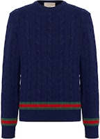 Gucci FW21 Blue Cable Knit Crewneck Cashmere Sweater for Men 673489-XKB2N-4684 Gucci FW21 Blue Cable Knit Crewneck Cashmere Sweater for Men 673489-XKB2N-4684