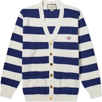 Gucci FW21 Blue White Striped V-Neck Knit Sweater 626051-XKBE5-9222 Gucci FW21 Blue White Striped V-Neck Knit Sweater 626051-XKBE5-9222