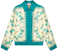 Gucci FW21 Freya Hartas Animal Print Silk Bomber Jacket Ivory White 654018-ZAGQL-4262 Gucci FW21 Freya Hartas Animal Print Silk Bomber Jacket Ivory White 654018-ZAGQL-4262