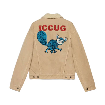 Gucci FW21 Freya Hartas Embroidered Animal Logo Jacket Camel Color 662158-XDBPR-2091