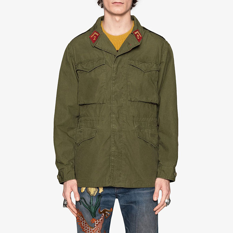 GUCCI FW21 Green Military Jacket with Logo & Dragon Embroidery 475041-XR692-3017 圖 5