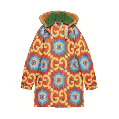 Gucci FW21 Kaleidoscope Jacquard Hooded Jacket Orange () 676148-XDBUJ-7187