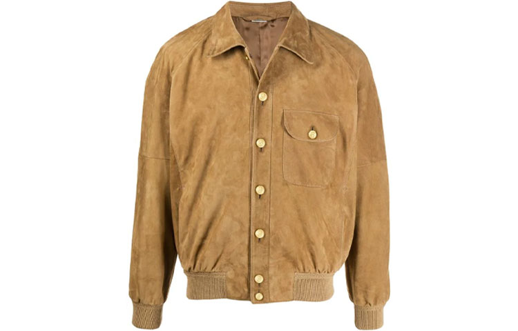 Gucci FW21 Khaki Leather Button-Up Jacket 624734-XNAKK-5779