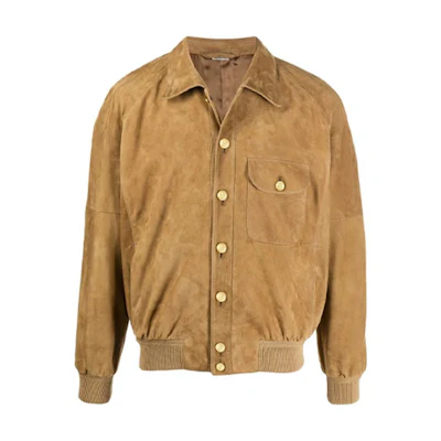 Gucci FW21 Khaki Leather Button-Up Jacket 624734-XNAKK-5779