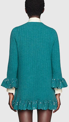 GUCCI FW21 蕾絲拼接長袖洋裝 深藍色 644792-XKBOV-3289 Shop GUCCI FW21 蕾絲拼接長袖洋裝 深藍色 644792-XKBOV-3289