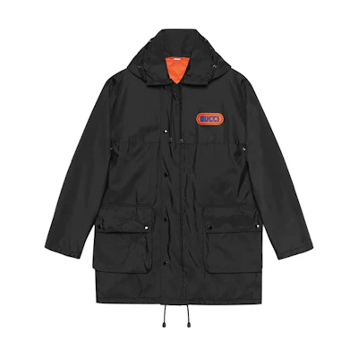 Gucci FW21 Logo Appliqué Hooded Jacket Black Casual Outerwear 512997-Z760C-1565