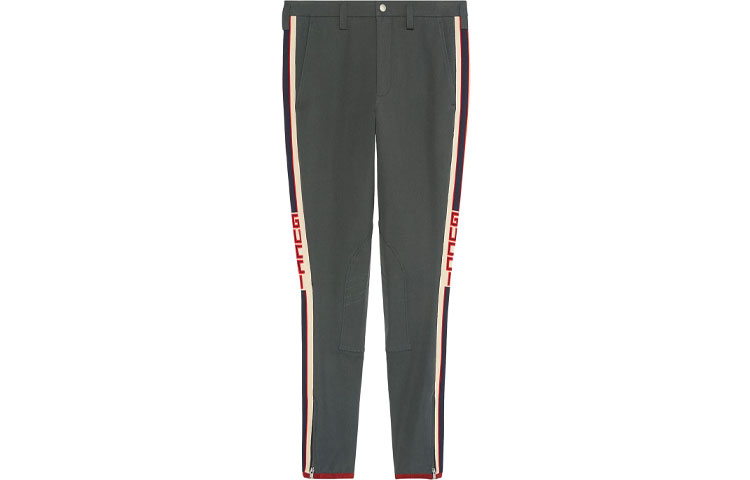 Gucci FW21 Logo Stripe Stretch Pants Grey 495695-Z7576-1225
