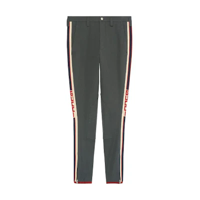 Gucci FW21 Logo Stripe Stretch Pants Grey 495695-Z7576-1225