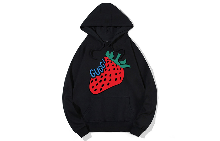 Gucci FW21 Oversized Strawberry Print Hoodie Black Men’s 475374-XJA1R-1082