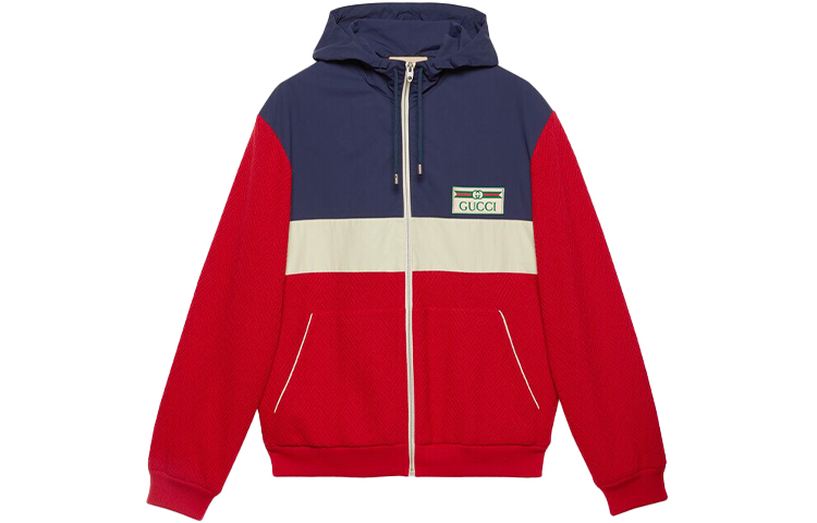 Gucci FW21 Red Color-Block Knit Zip Hoodie Jacket 673279-XJDUX-6051