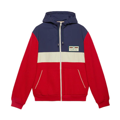 Gucci FW21 Red Color-Block Knit Zip Hoodie Jacket 673279-XJDUX-6051