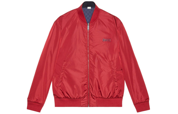 Gucci FW21 Solid GG Nylon Bomber Jacket Red 521764-Z789C-6456