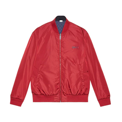 Gucci FW21 Solid GG Nylon Bomber Jacket Red 521764-Z789C-6456