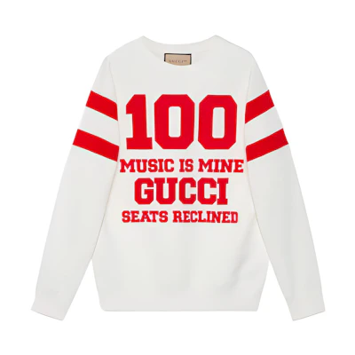 Gucci FW21 Special Edition Logo Print White Crewneck Sweatshirt Fashion 662081-XJDW6-9104
