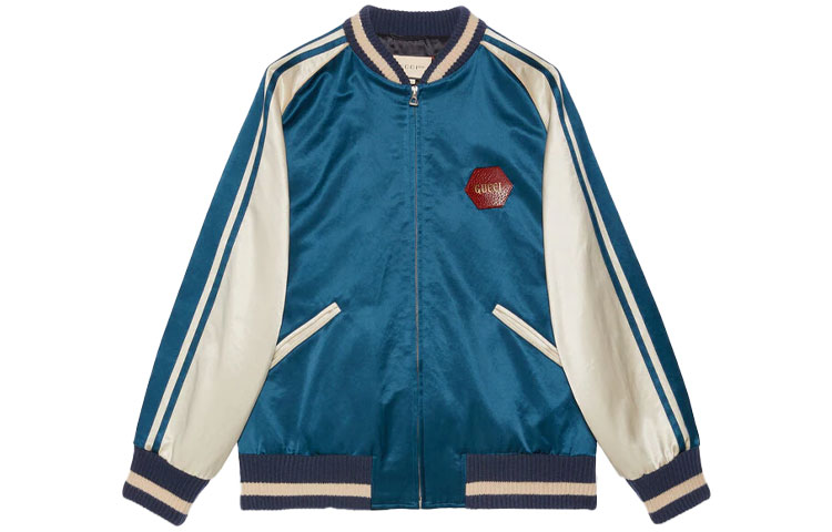 Gucci FW21 Special Logo Satin Jacket Blue Edition 676490-Z8AWO-4348