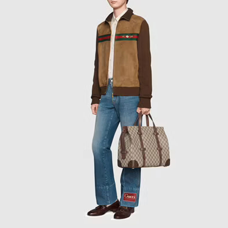 GUCCI FW21 Suede & Knit Pilot Logo Jacket Brown Outerwear 626265-XKBFK-2255 圖 4