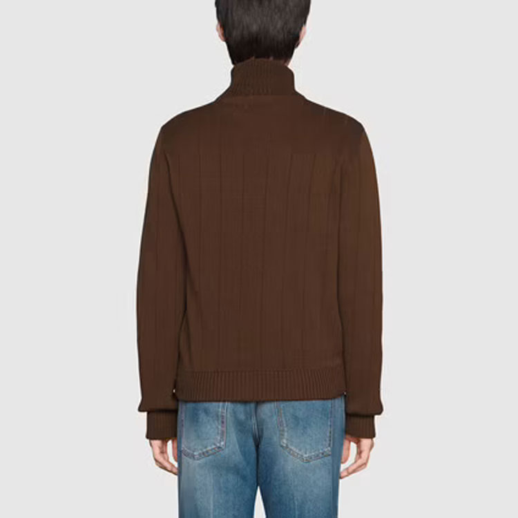 GUCCI FW21 Suede & Knit Pilot Logo Jacket Brown Outerwear 626265-XKBFK-2255 圖 6