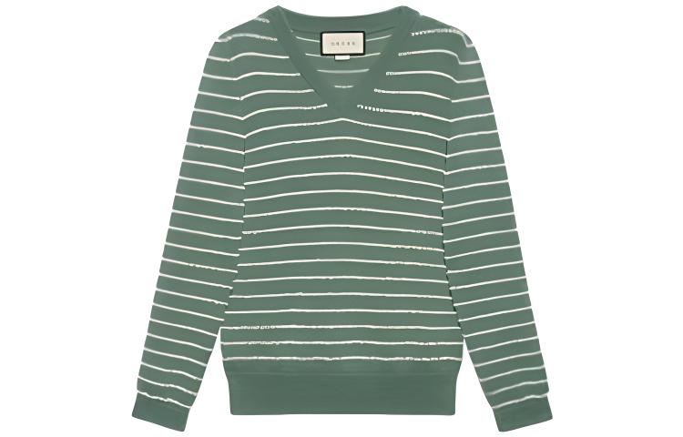 Gucci FW21 V-Neck Striped Pullover Sweater Green 633610-XKBIL-3861