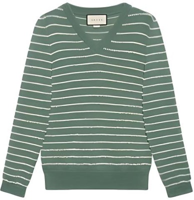 Gucci FW21 V-Neck Striped Pullover Sweater Green 633610-XKBIL-3861 Buy Gucci FW21 V-Neck Striped Pullover Sweater Green 633610-XKBIL-3861