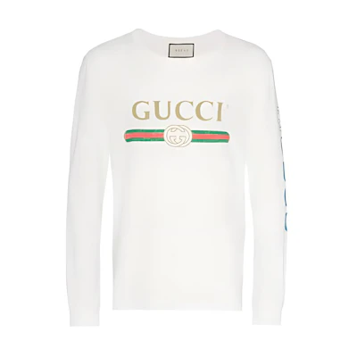 Gucci FW21 White Long Sleeve T-Shirt with Double G Logo Pattern 476330-X9V44-9169