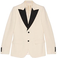 GUCCI FW21 Wool Blazer with Contrasting Lapel in Off-White 610062-Z593H-9521 GUCCI FW21 Wool Blazer with Contrasting Lapel in Off-White 610062-Z593H-9521