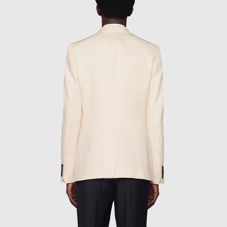 Purchase GUCCI 2021秋冬系列米白色對比翻領羊毛西裝外套 610062-Z593H-9521