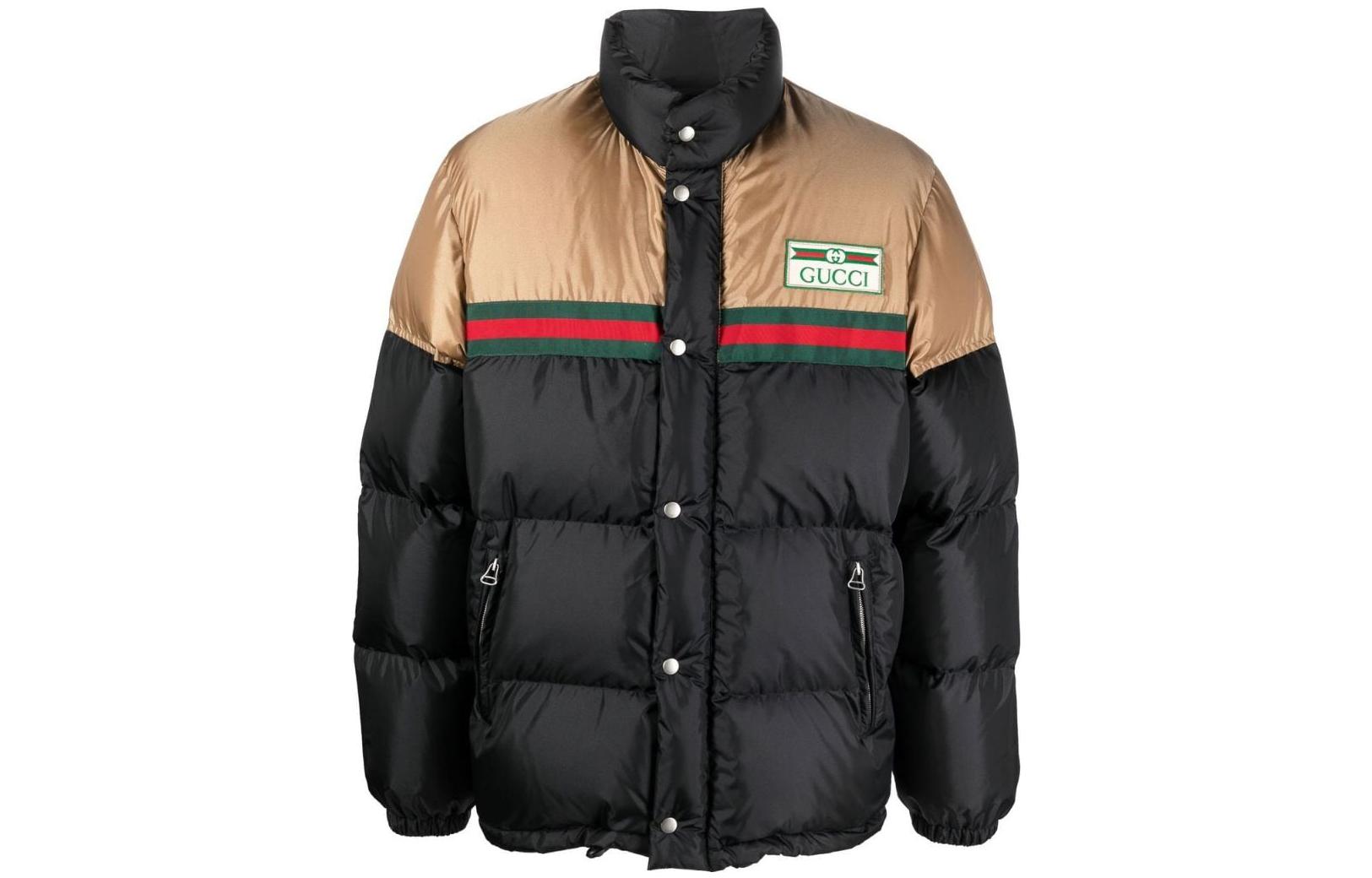 Order GUCCI FW22 黑色高領羽絨外套，字母印花與色彩對比設計。 694162-Z8A1S-9118