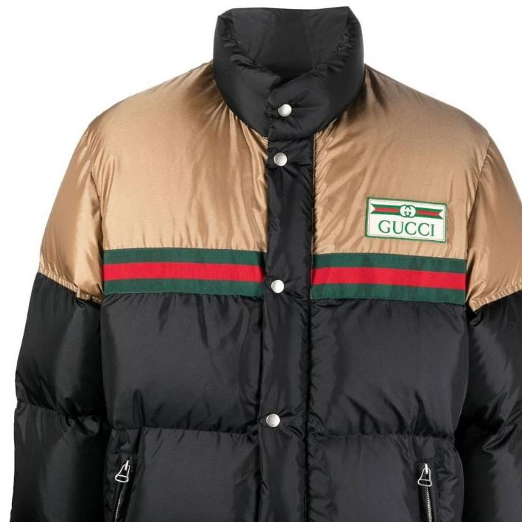 Details for GUCCI FW22 黑色高領羽絨外套，字母印花與色彩對比設計。 694162-Z8A1S-9118