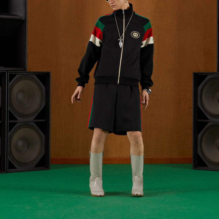 GUCCI FW22  Black Striped Drawstring High-Waist Casual Shorts. 703605-XJEEP-1152 圖 3